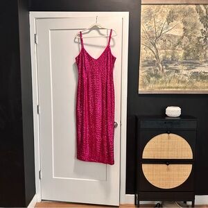 Vixen by Micheline Pitt Pink Slip Midi Dress